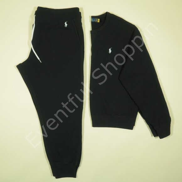 Polo Ralph Lauren Fleece Sweatsuit Womens XL Black Set Pullover - Picture 1 of 16